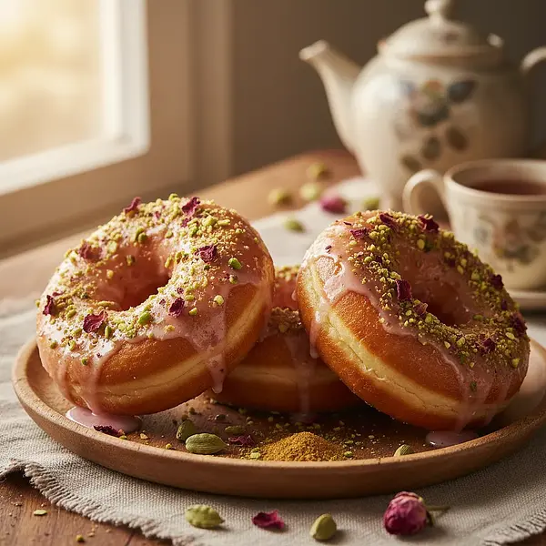 Rose-Pistachio Doughnuts with a Hint of Cardamom (Grandma Zosia's Secret Recipe)
