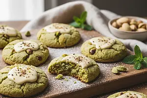 Cracked Pistachio Cookies with White Chocolate and Cardamom