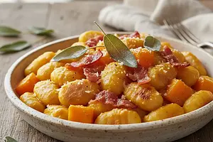 Creamy Gnocchi with Roasted Pumpkin, Crispy Bacon, and Sage