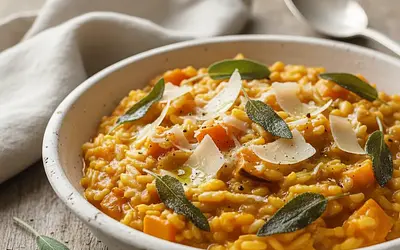 Creamy Pumpkin Risotto with Sage and Parmesan