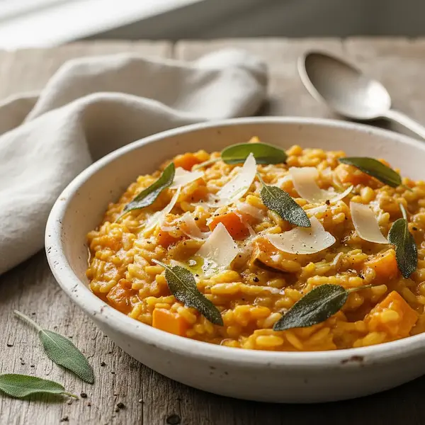 Creamy Pumpkin Risotto with Sage and Parmesan