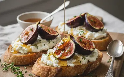 Toasts with ricotta, roasted figs, and thyme honey