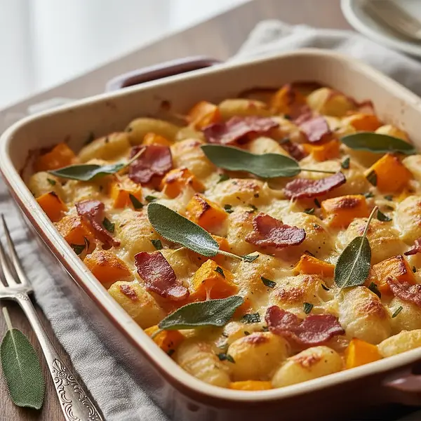 Baked Gnocchi with Butternut Squash, Crispy Bacon, and Sage