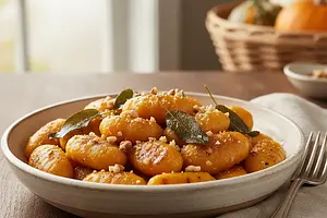 Velvety Pumpkin Gnocchi with Sage Butter and Toasted Walnuts