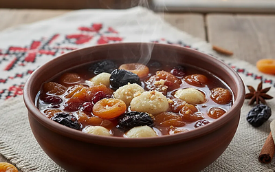 Kaszubski Brzad - Wigilijna Zupa z Suszonych Owoców z Kluskami Kładzionymi