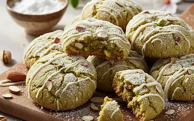 Pistachio Crinkle Cookies with a Hint of Almond