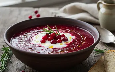 Royal Red Borscht with a Hint of Cranberry and Rosemary