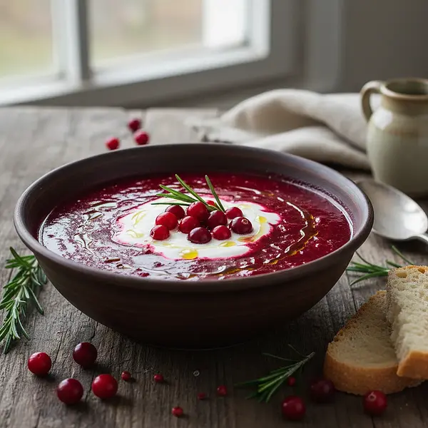 Royal Red Borscht with a Hint of Cranberry and Rosemary