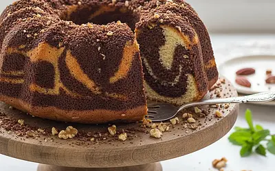 Marble Chocolate-Nut Bundt Cake with Cocoa Crumble