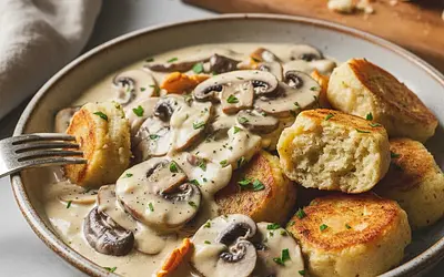 Creamy Mushroom Sauce with Homemade Bread Dumplings