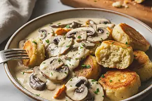 Creamy Mushroom Sauce with Homemade Bread Dumplings