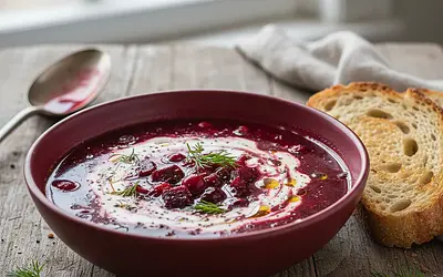 Royal Red Borscht with Fermented Roasted Beets and a Hint of Cranberry