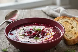 Royal Red Borscht with Fermented Roasted Beets and a Hint of Cranberry
