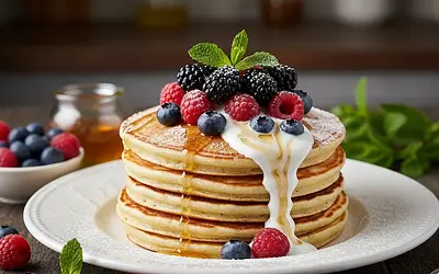 Leśne Placuszki Jagodowe z Sosem Jogurtowym