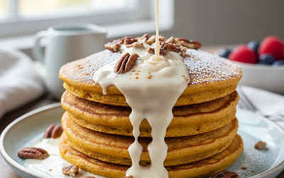 Puszyste Placki z Dyni z Sosem Jogurtowo-Klonowym i Prażonymi Pekanami