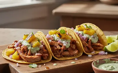 Tacos al Pastor z Grillowanym Ananasem i Salsą Verde