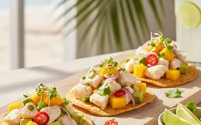 Tropikalne Ceviche z Dorsza z Mango i Awokado na Chrupiących Tostadach