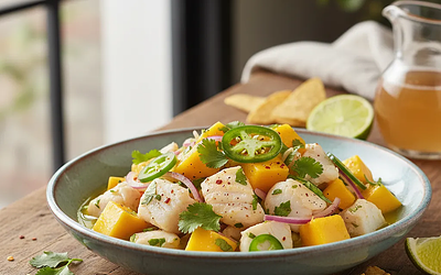 Ceviche z Dorsza i Mango z Pikantną Nutą Jalapeño