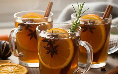 Spiced Apple Mulled Wine with Orange and Rosemary