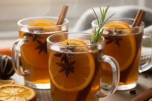 Spiced Apple Mulled Wine with Orange and Rosemary