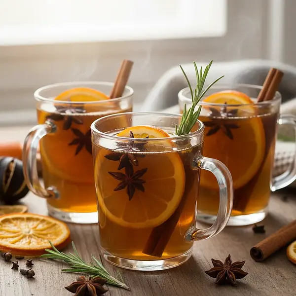 Spiced Apple Mulled Wine with Orange and Rosemary