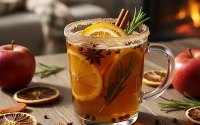 Spiced Apple Mulled Wine with Rosemary and Orange