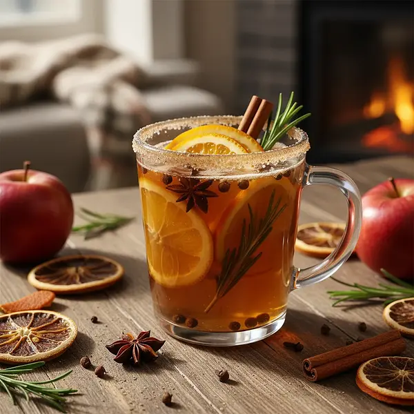 Spiced Apple Mulled Wine with Rosemary and Orange