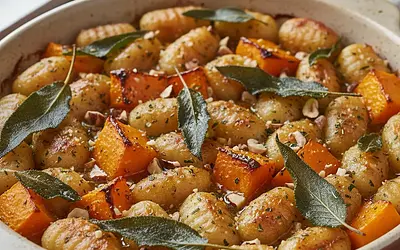 Pieczone Gnocchi z Dynią, Szałwią i Brązowym Masłem