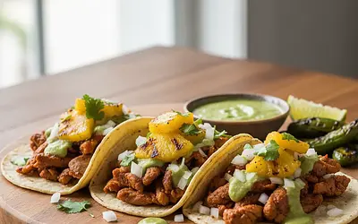 Tacos Al Pastor with Grilled Pineapple and Salsa Verde