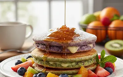 Rainbow Millet-Cottage Cheese Pancakes with Fruits