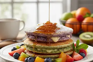 Rainbow Millet-Cottage Cheese Pancakes with Fruits