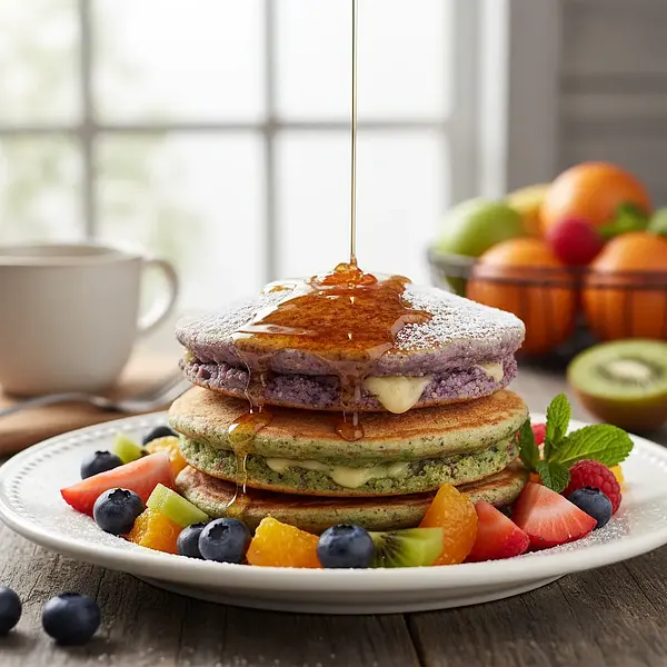 Rainbow Millet-Cottage Cheese Pancakes with Fruits