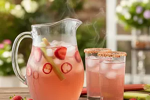 Rhubarb-Strawberry Lemonade with a Hint of Spice