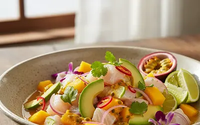 Ceviche z Mango i Awokado z Pikantną Marakują