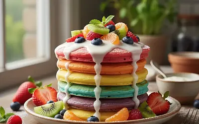 Tęczowe Placuszki Jogurtowe z Owocami