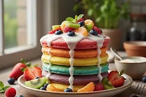 Tęczowe Placuszki Jogurtowe z Owocami