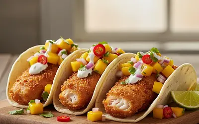 Tacos z Chrupiącą Rybą i Orzeźwiającą Salsą z Mango