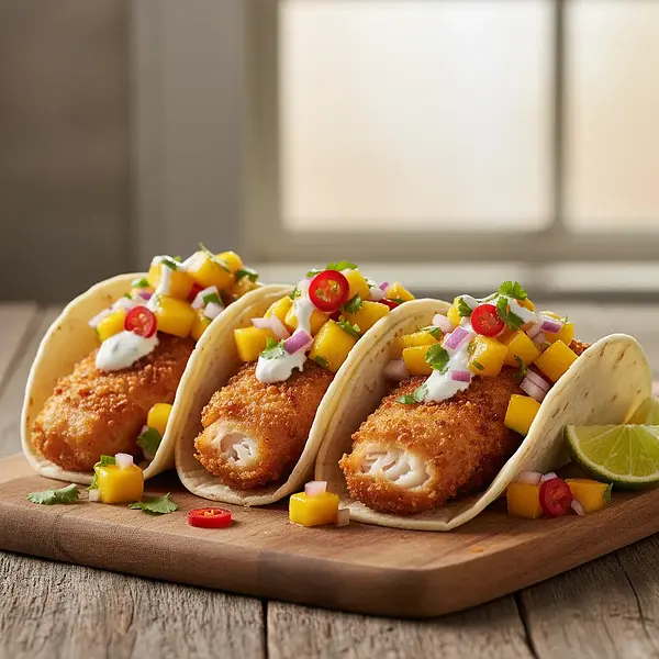 Tacos z Chrupiącą Rybą i Orzeźwiającą Salsą z Mango