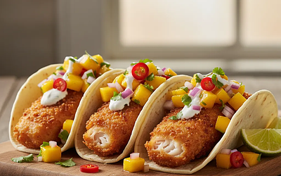 Tacos z Chrupiącą Rybą i Orzeźwiającą Salsą z Mango