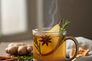 Gorący cydr gruszkowy z imbirem i rozmarynem