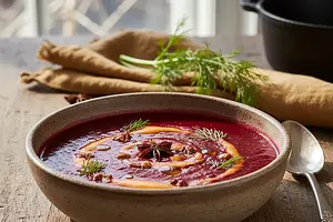 Aksamitny krem z pieczonego buraka z nutą pomarańczy i anyżu