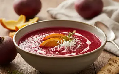Aksamitny krem z pieczonego buraka z nutą pomarańczy i chrzanu