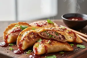 Pierogi Fusion z Farszem z Kaczki po Pekińsku i Sosem Śliwkowym Hoisin