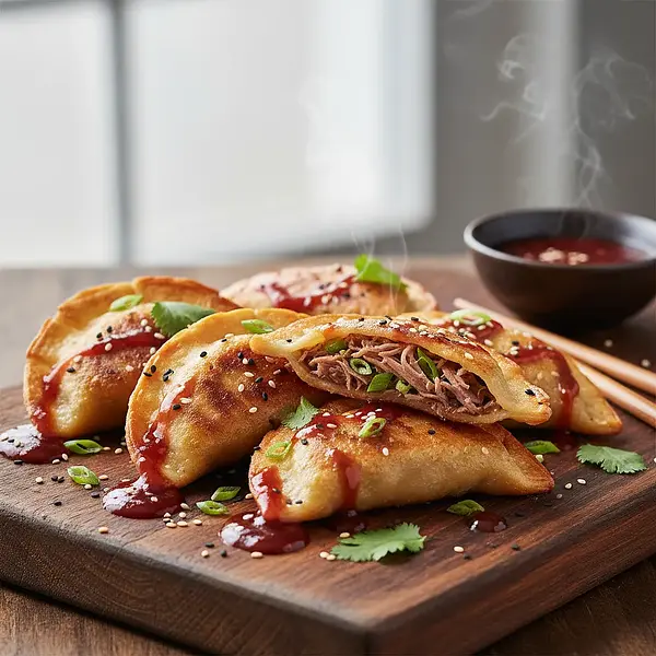 Pierogi Fusion z Farszem z Kaczki po Pekińsku i Sosem Śliwkowym Hoisin