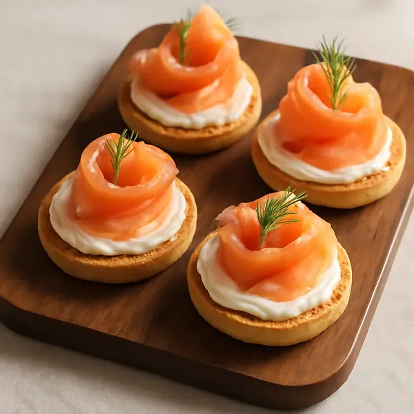 Mini sandwiches with salmon and cottage cheese