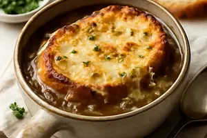 Onion soup with Gruyère cheese