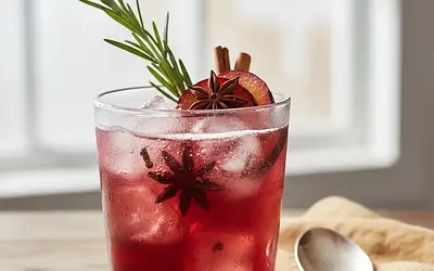 Spiced Plum Shrub with Rosemary