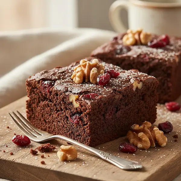 Decadent Brownies with Cranberries and Walnuts