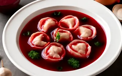 Beetroot soup with dumplings