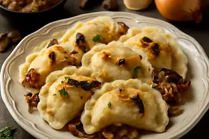 Dumplings with cabbage and mushrooms